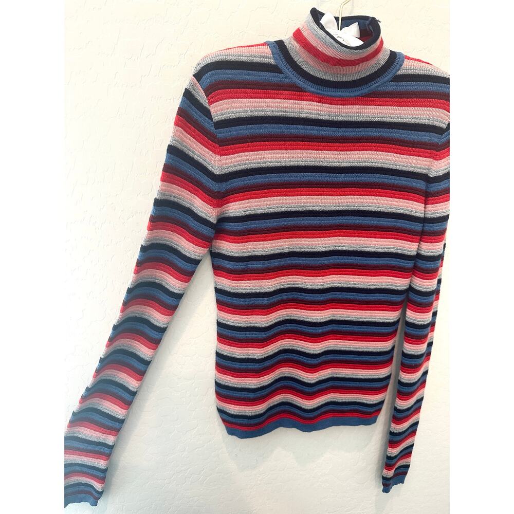 M.I.H JEANS Moonie Polo Sweater Merino Wool Blend Striped Turtleneck | Small - Picture 4 of 7